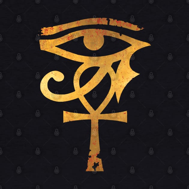 Egyptian Eye Of Horus Ankh Egypt Archaeologist Gold by tanambos